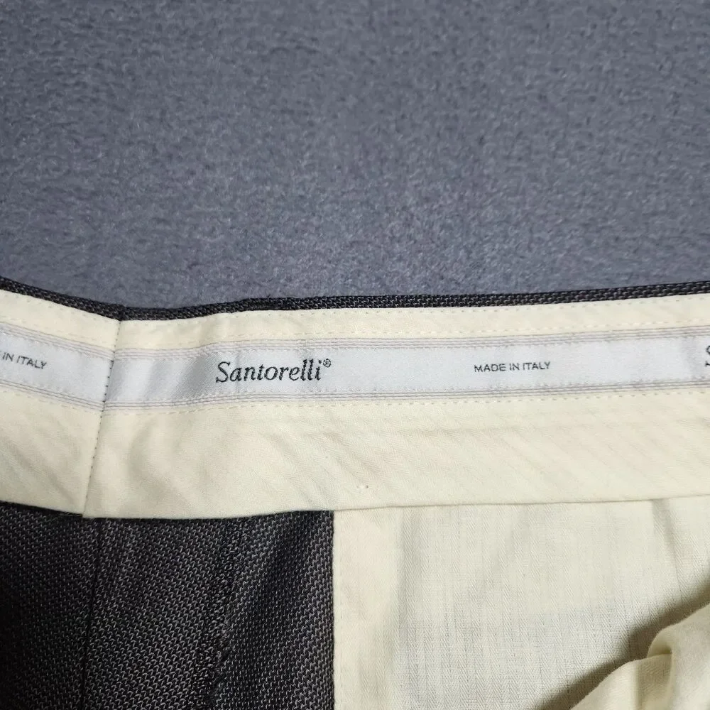 Santorelli Men 38 (37x28.5) Dark Gray 100% Wool Pleated Cuffed Dress Pants